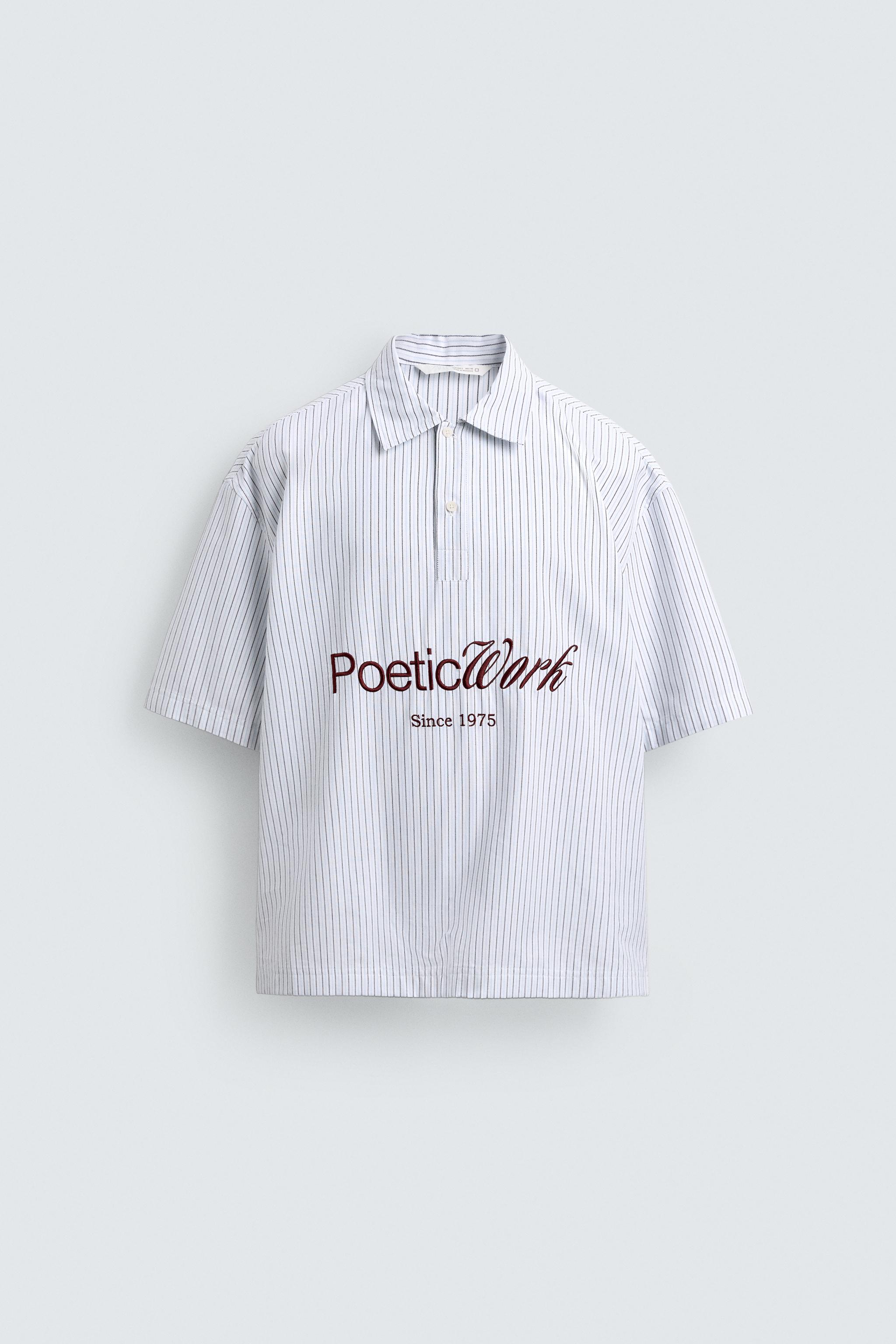PRINTED TEXT BOXY FIT POLO SHIRT
